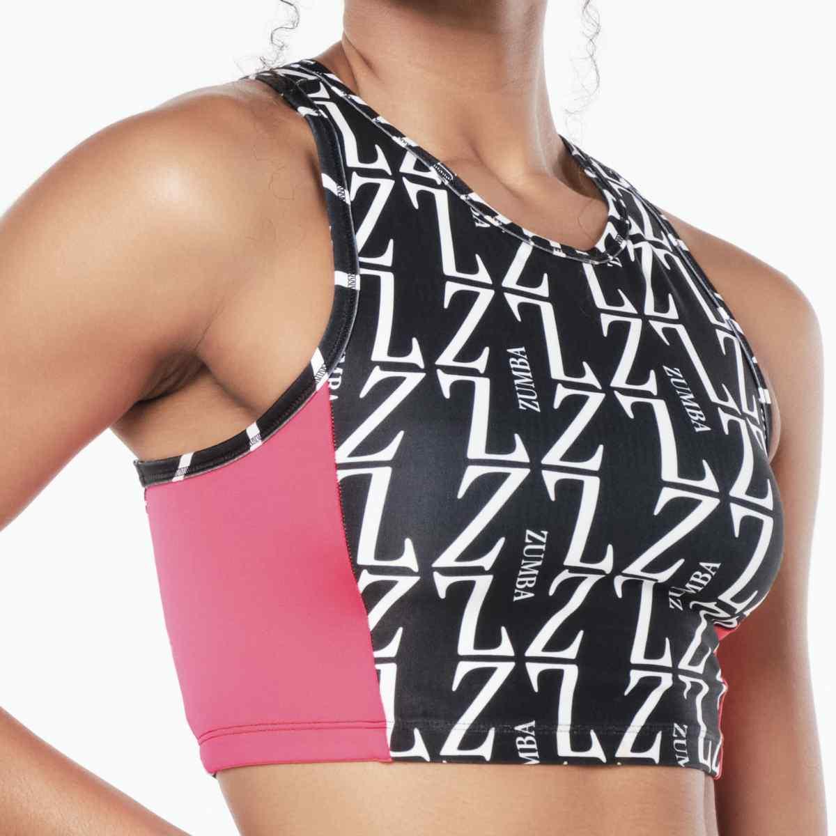 Zumba Prep High Neck Crop Tank - Pink Happy