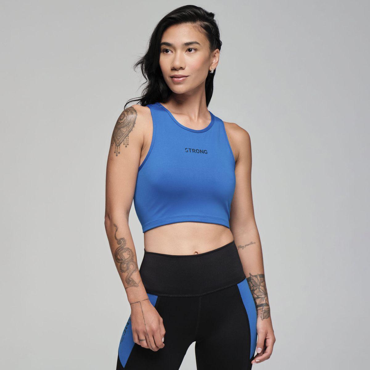 Strong ID Electric High Neck Mid Crop Tank - Bold Black