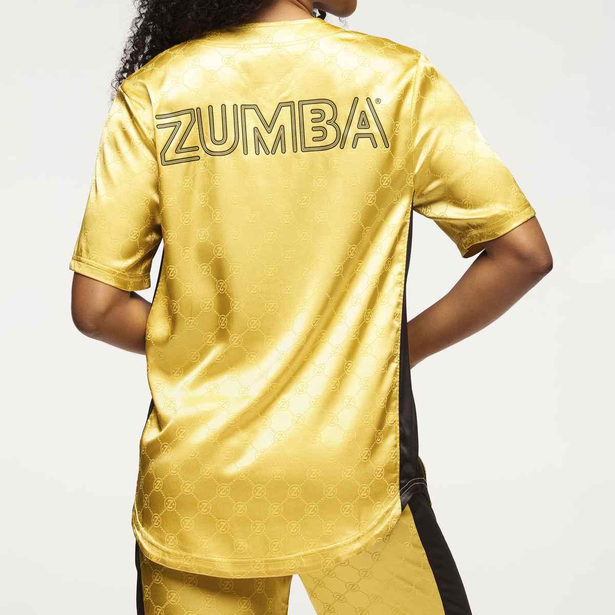 Zumba Runway Baseball Button Up Jersey - Gold