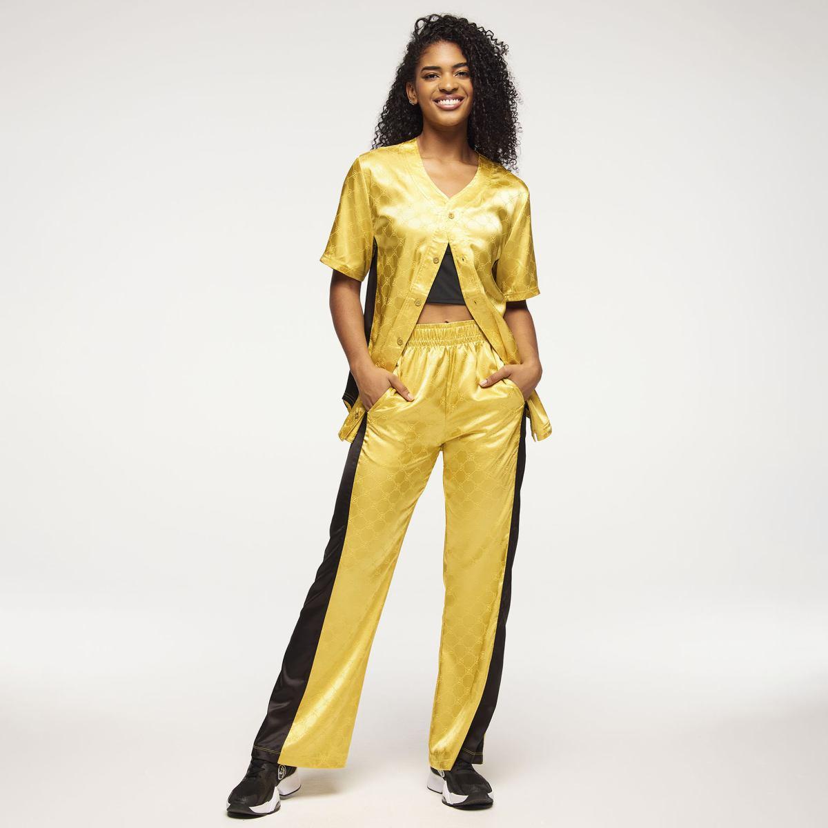 Zumba Runway Baseball Button Up Jersey - Gold