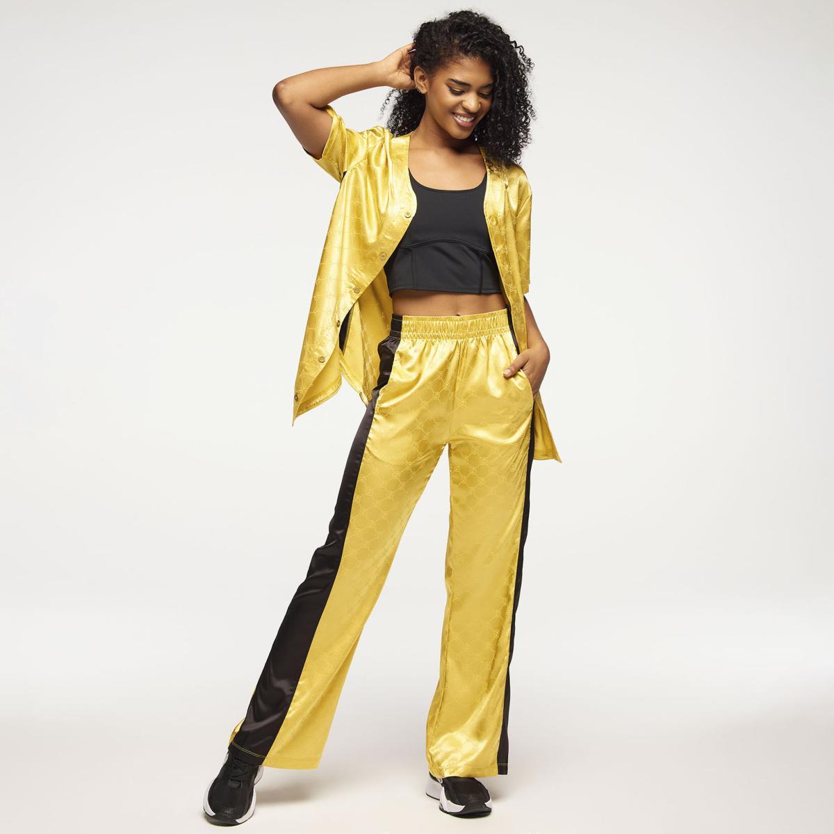 Zumba Runway Baseball Button Up Jersey - Gold