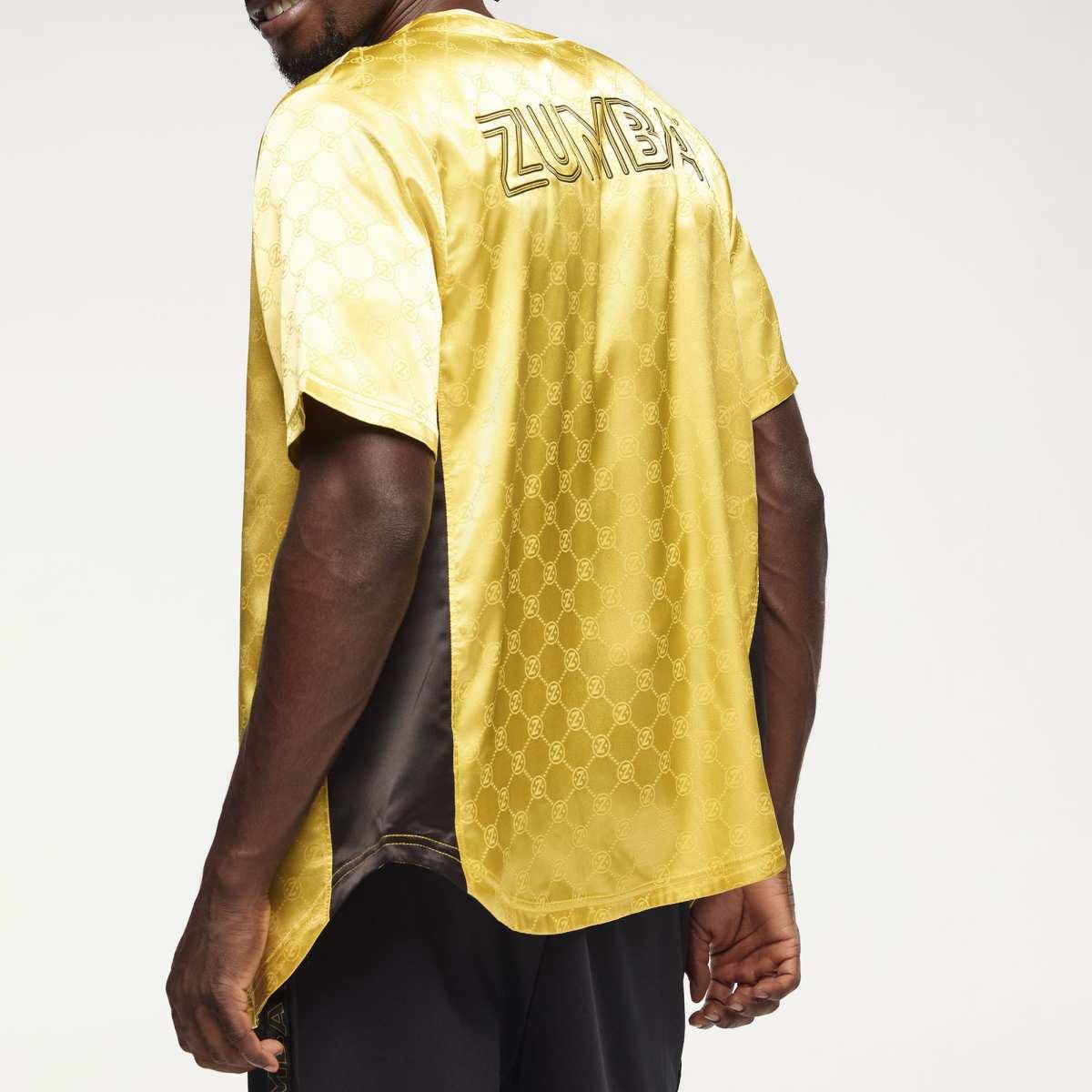 Zumba Runway Baseball Button Up Jersey - Gold