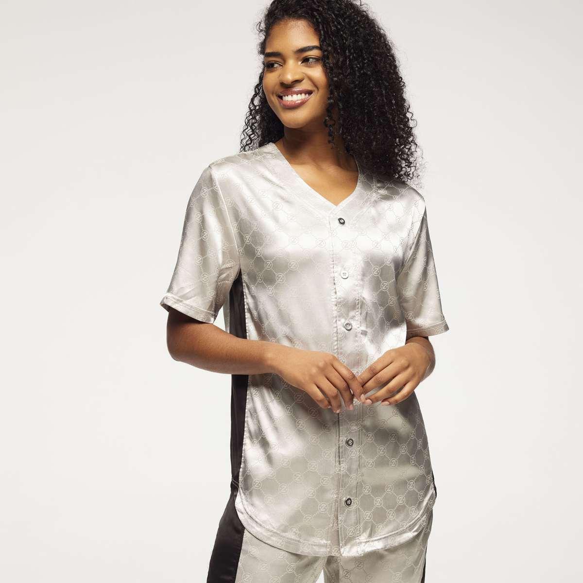Zumba Runway Baseball Button Up Jersey - Gold
