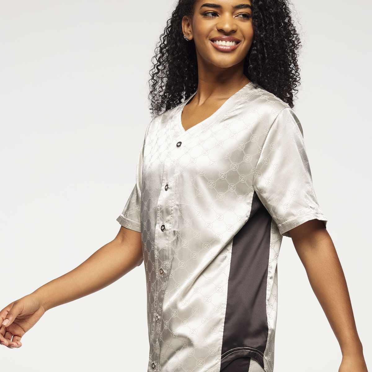 Zumba Runway Baseball Button Up Jersey - Gold