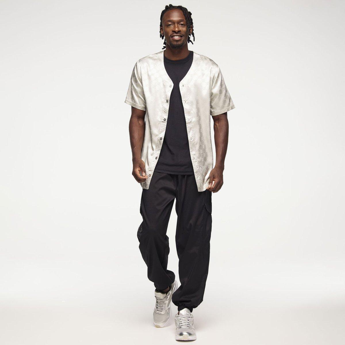 Zumba Runway Baseball Button Up Jersey - Gold