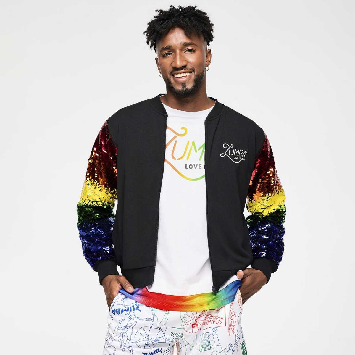 Zumba Bomber Jacket With Sequin Sleeves