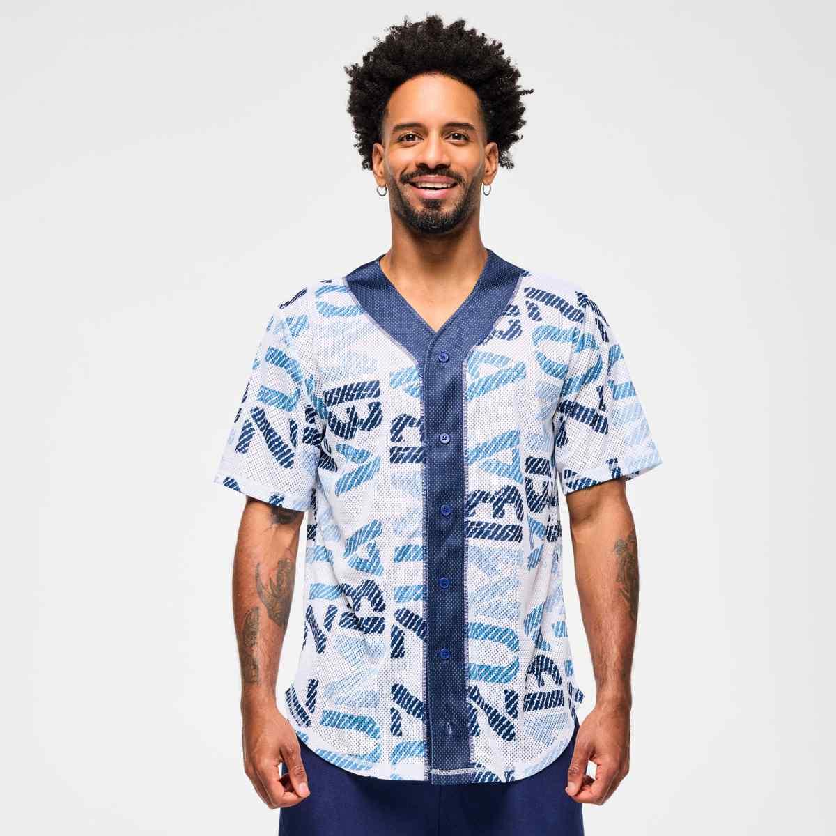 Blue Jean Baseball Button-Up Jersey