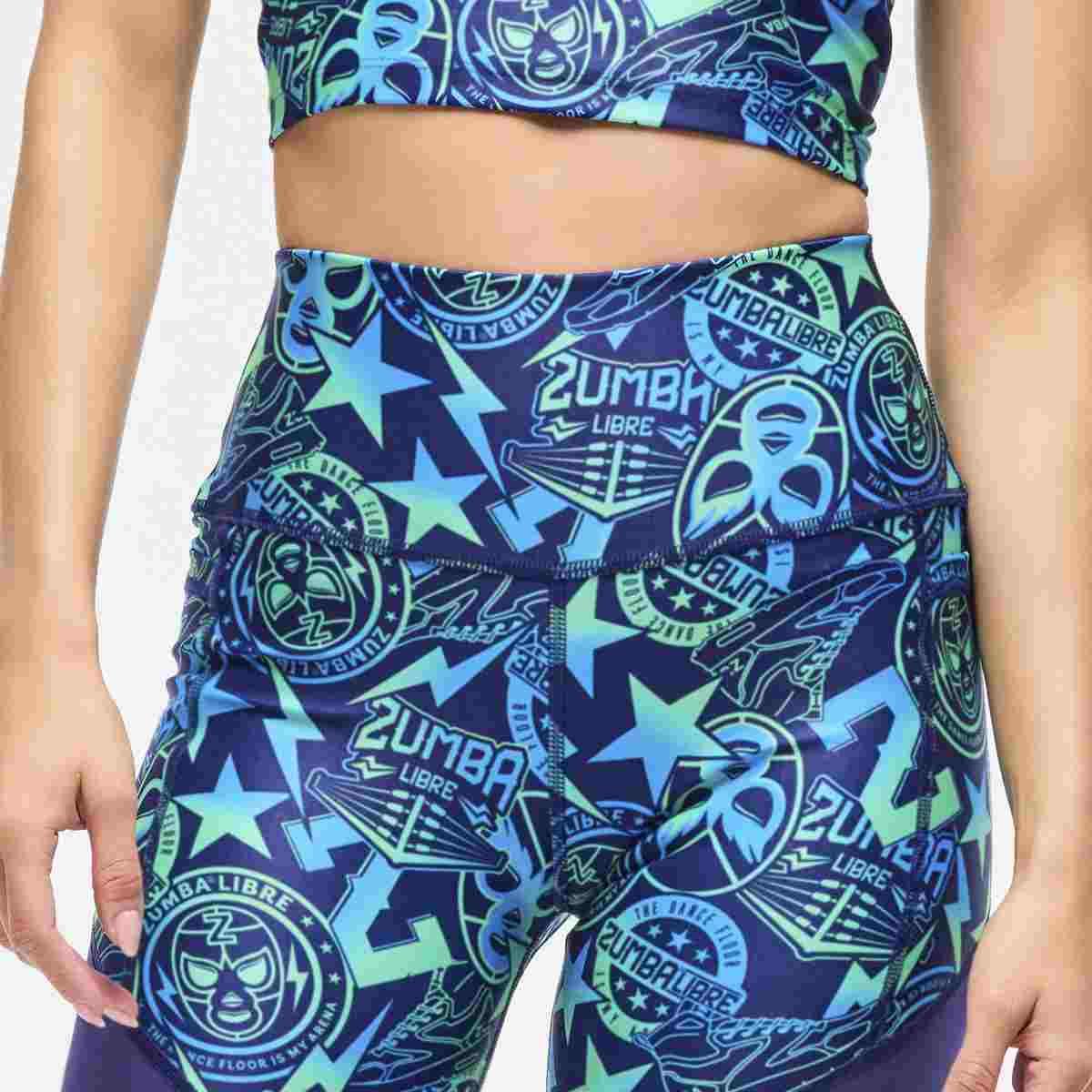 Zumba Libre High Waisted Biker Shorts With Mesh Inserts