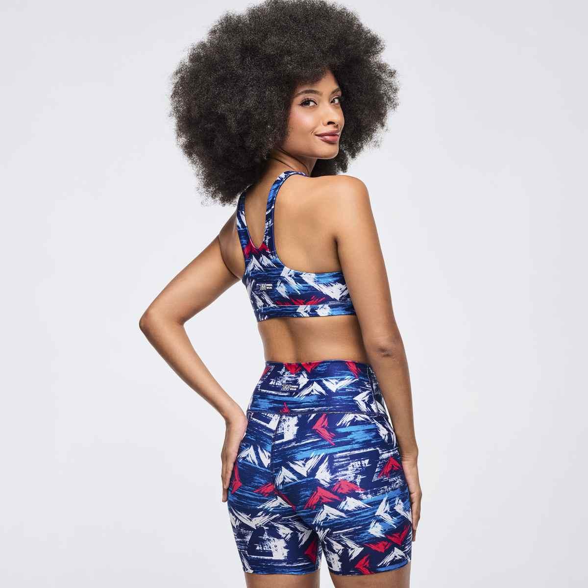 Apres Zumba Racerback Bra With Encased Elastic - Blue/White