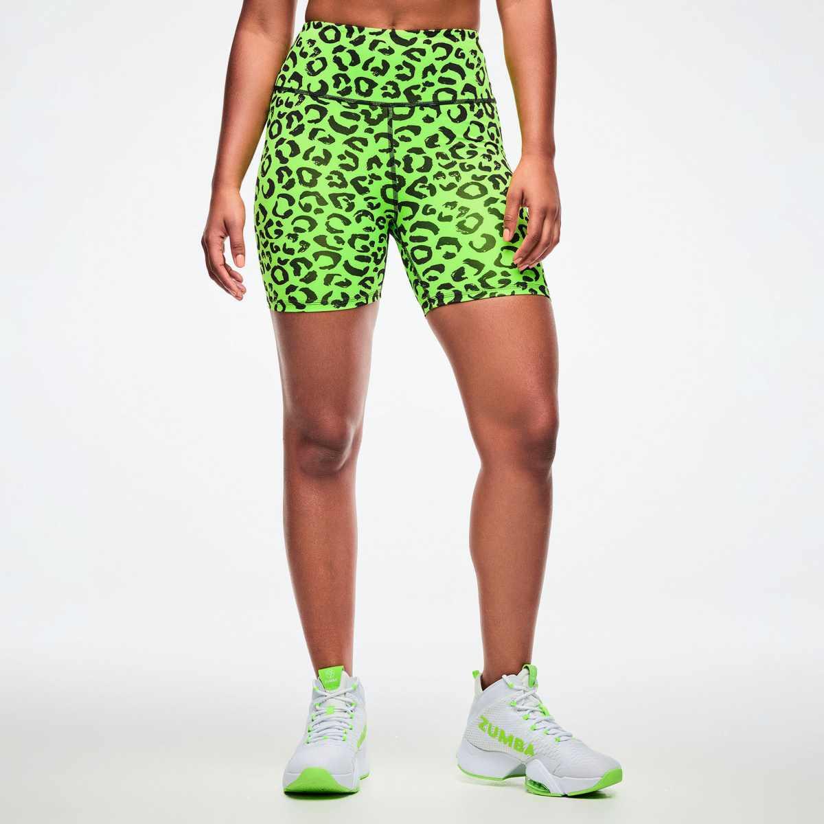Dale-Z High Waisted Biker Shorts - Green/Black