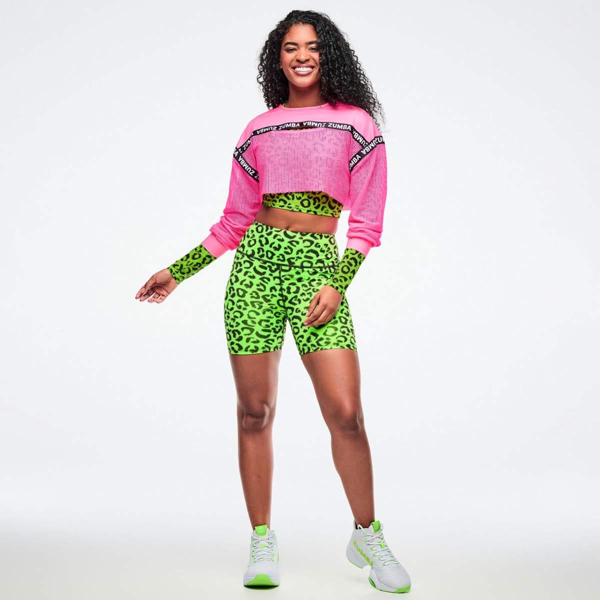 Dale-Z High Waisted Biker Shorts - Green/Black