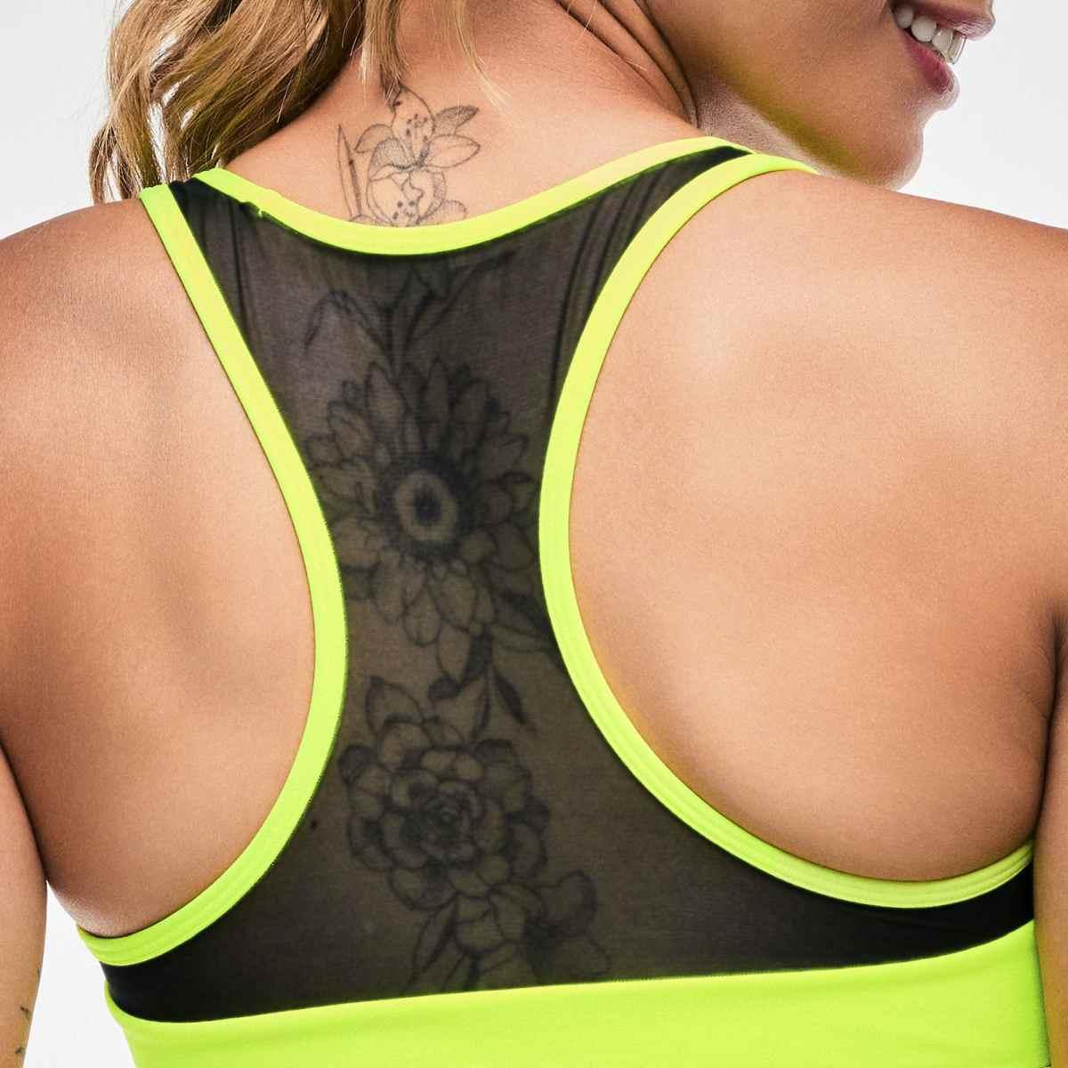 Electric Feel Racerback Scoop Bra With Mesh