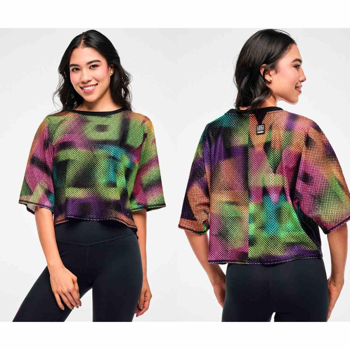 Electric Feel Mesh Dolman Crop Top