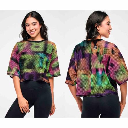 Electric Feel Mesh Dolman Crop Top