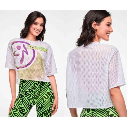 Electric Feel Mesh Boxy Crop Top