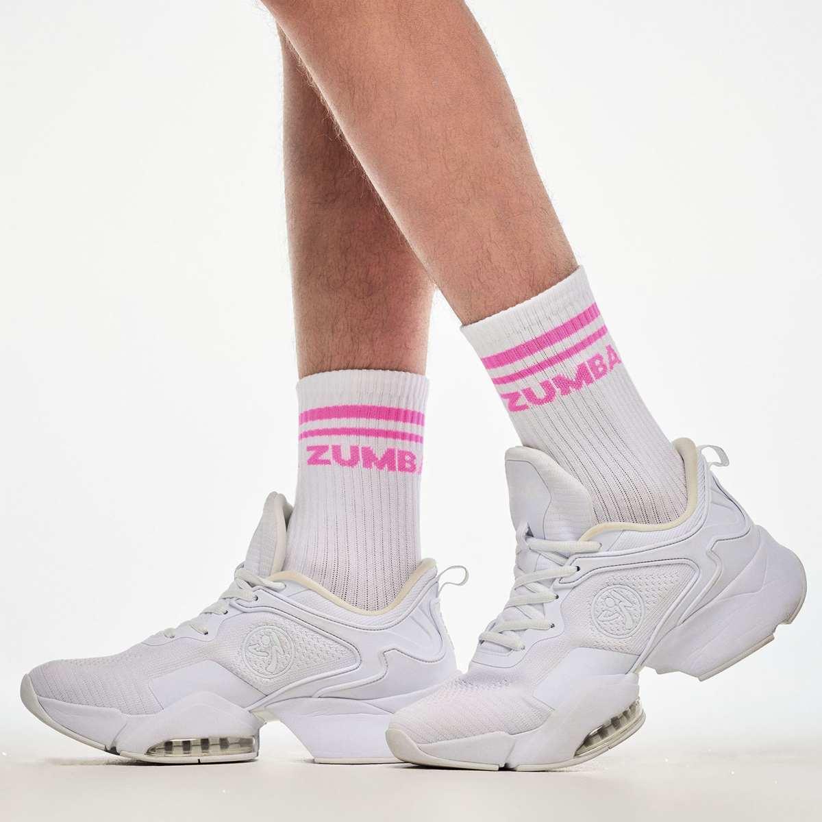 Electric Feel Plush High Socks - White/Pink